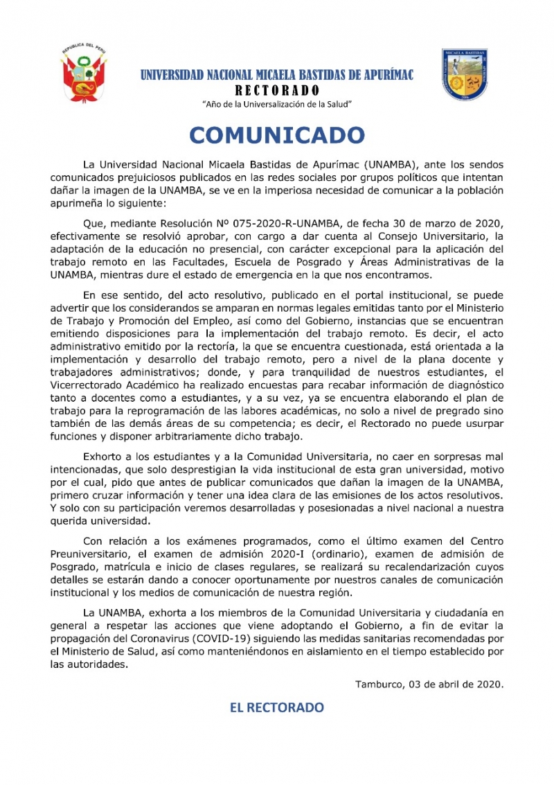 COMUNICADO URGENTE
