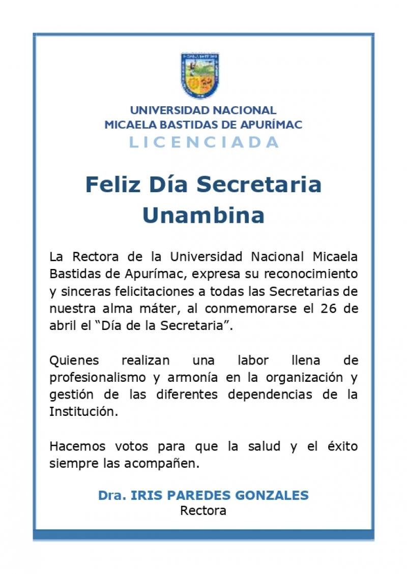 FELIZ DÍA SECRETARIA UNAMBINA