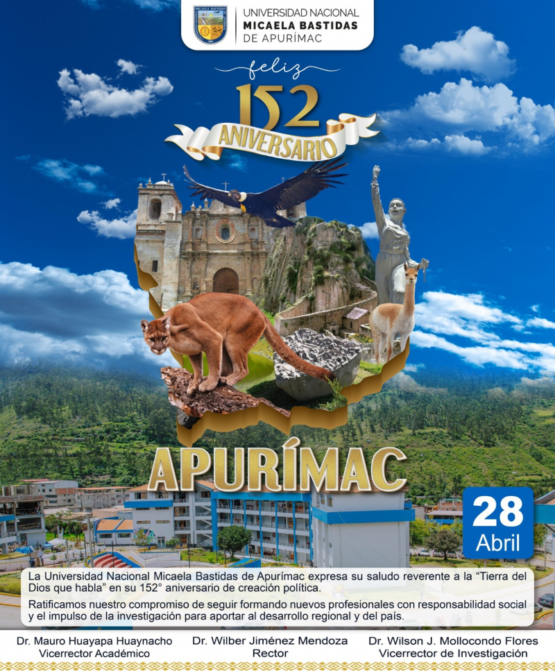 ¡Feliz 152° Aniversario Apurímac!