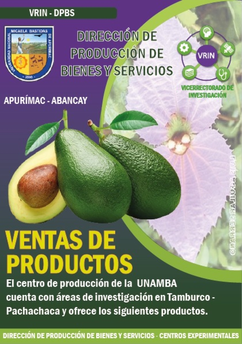 Venta de productos de los centros experimentales y viveros de la UNAMBA
