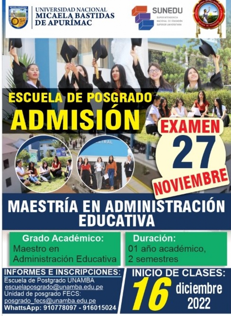 Convocatoria a Admisión a la Maestría en Administración Educativa