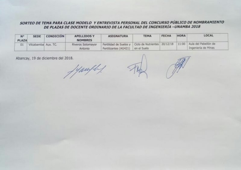 Resultados de Evaluación de Hoja de Vida del Concurso de Nombramiento Docente de la Facultad de Ingeniería