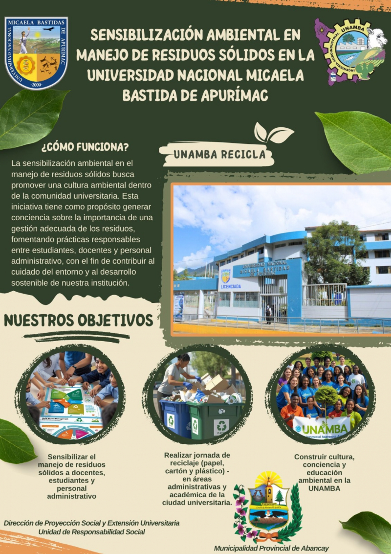 Curso taller “Sensibilización ambiental y manejo de residuos sólidos – UNAMBA RECICLA”