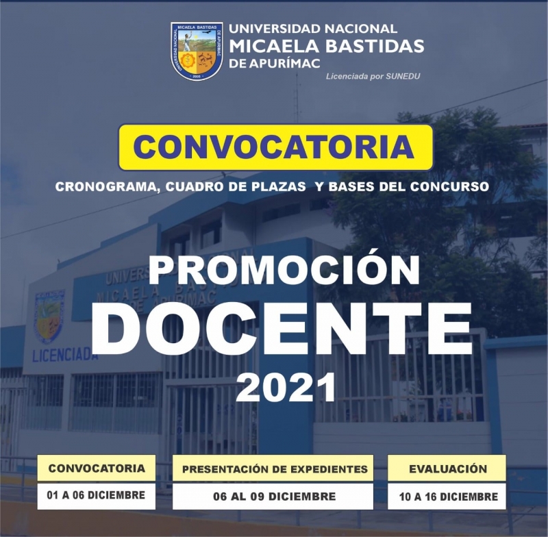 CONVOCATORIA A PROMOCIÓN DOCENTE 2021 - UNAMBA