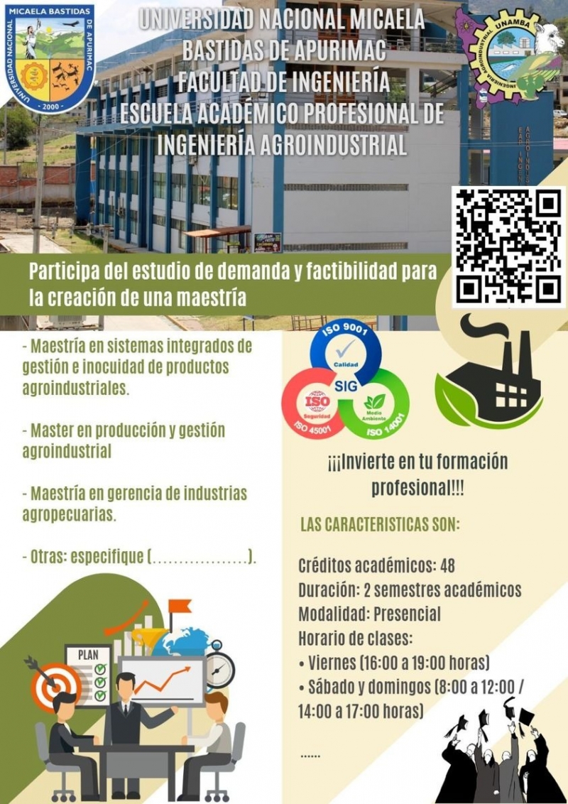 Encuesta virtual para el estudio de demanda y factibilidad para la creación de una maestría en la escuela profesional de Ingeniería Agroindustrial