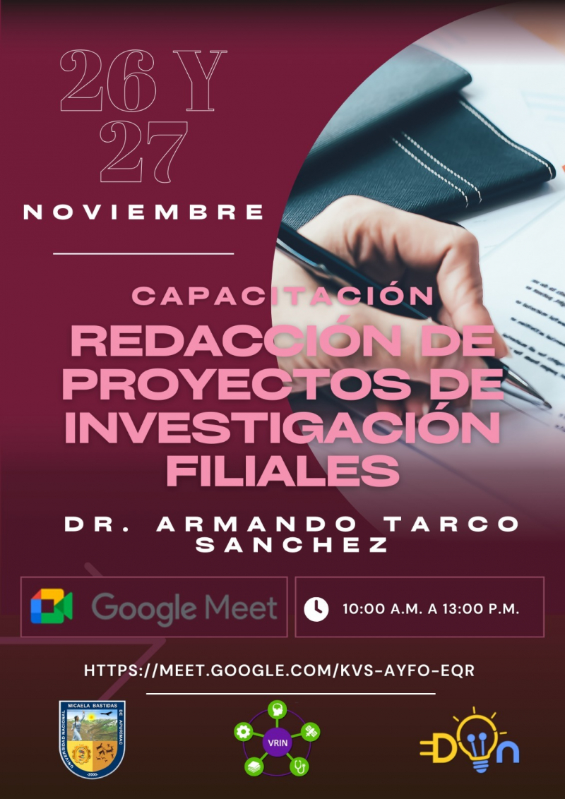 Capacitación &quot;Redacción de proyectos de investigación en filiales de la UNAMBA&quot;