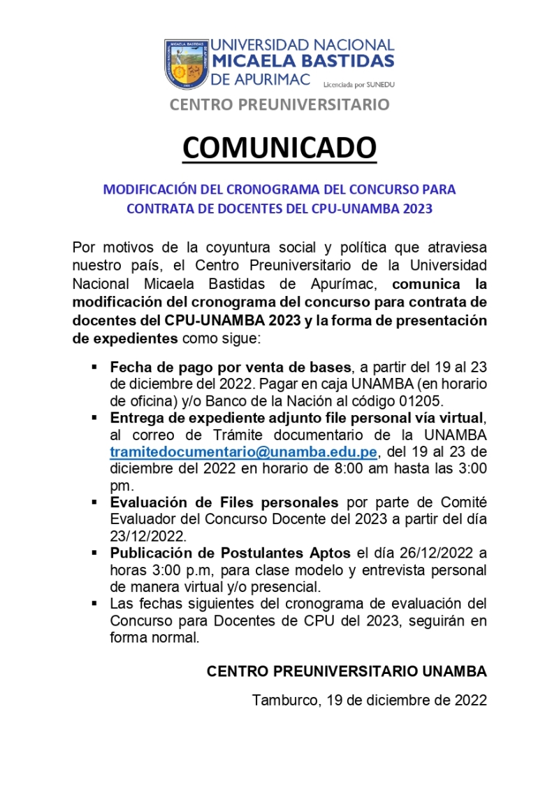 COMUNICADO