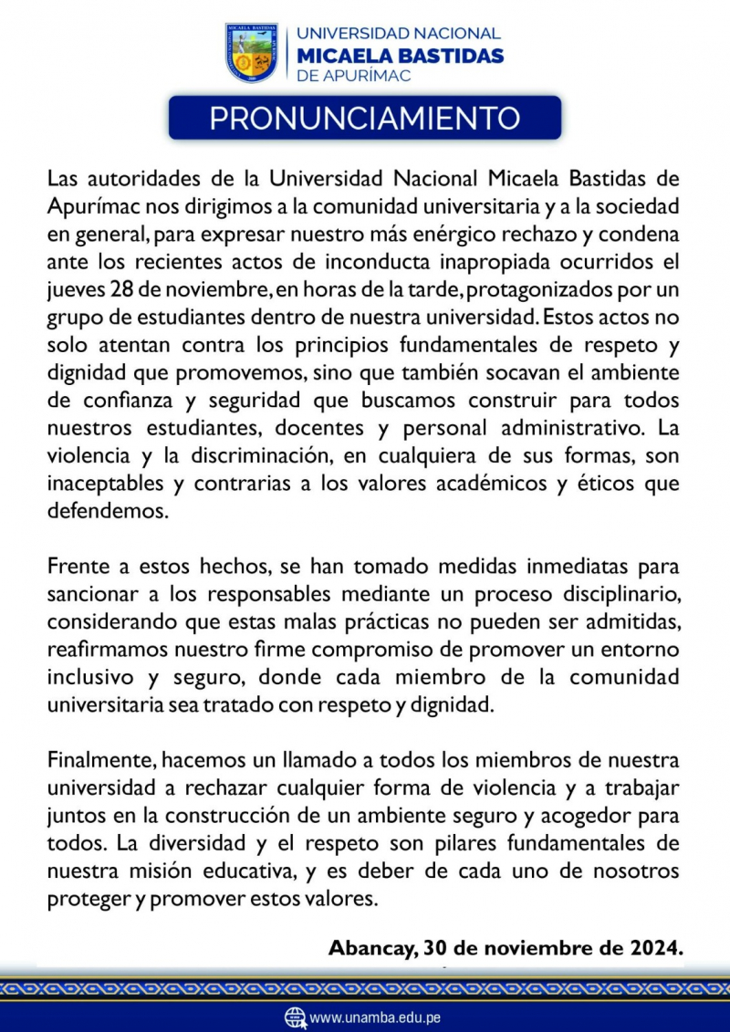 PRONUNCIAMIENTO