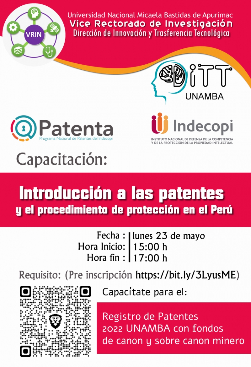 CURSO: INTRODUCCIÒN A LAS PATENTES Y EL PROCEDIMIENTO DE PROTECCIÒN EN EL PERÙ