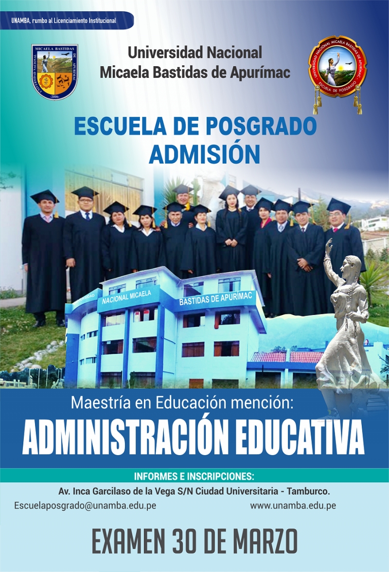 Cronograma para el Proceso de Admisión a la Maestría en Educación, Mención en “Administración Educativa” UNAMBA-2019