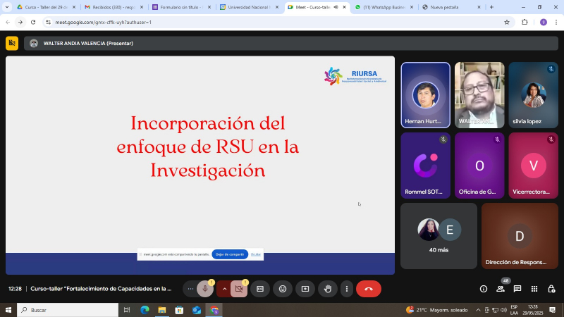 Con éxito se desarrolló el curso taller virtual “Fortalecimiento de capacidades en la gestión de la Responsabilidad Social Universitaria”