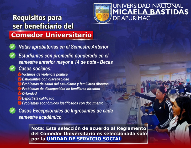 COMEDOR UNIVERSITARIO Requisitos para ser beneficiario