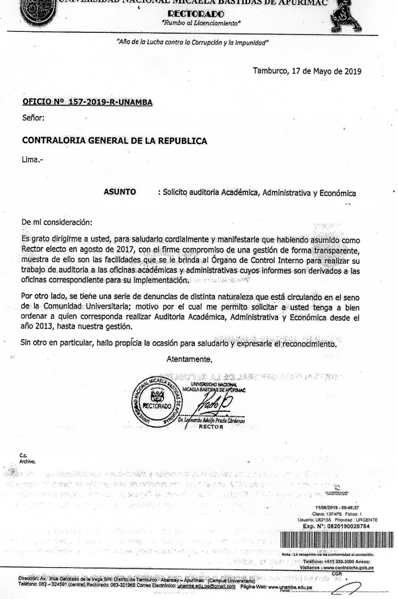 El Rector de nuestra Casa Superior solicitó Auditoria Académica, Administrativa y Económica