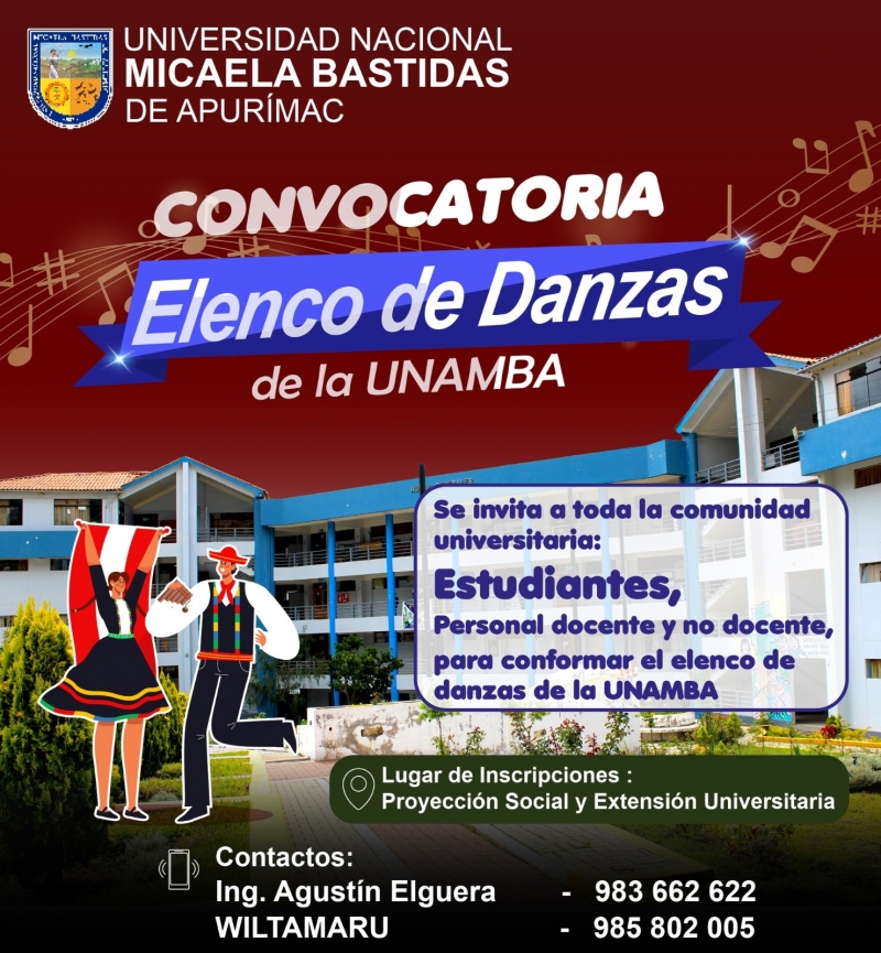 Convocatoria para el Elenco de Danzas de la UNAMBA