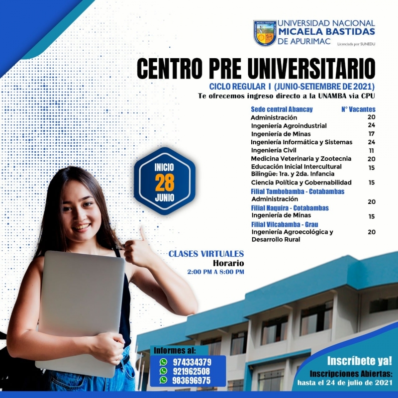 Centro Pre Universitario - UNAMBA - Ciclo regular