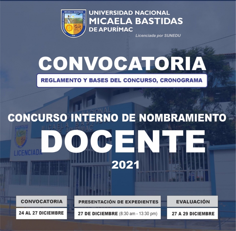 CONCURSO INTERNO DE NOMBRAMIENTO DOCENTE 2021