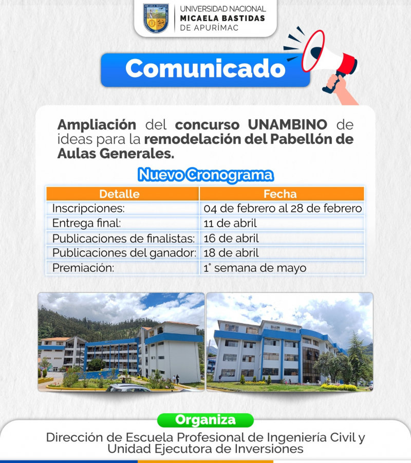 Ampliación del concurso UNAMBINO de ideas para la remodelación del Pabellón de Aulas Generales