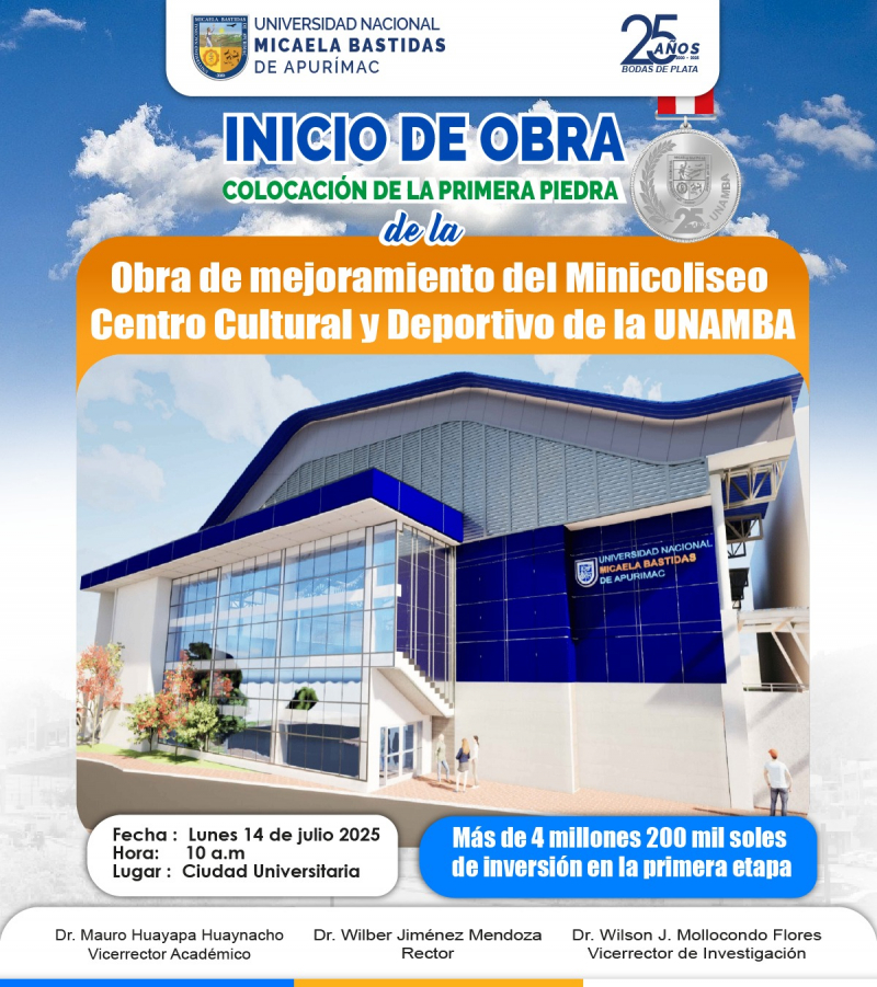 Inicio de obra del Mini Coliseo - Centro CultUral y Deportivo de la UNAMBA