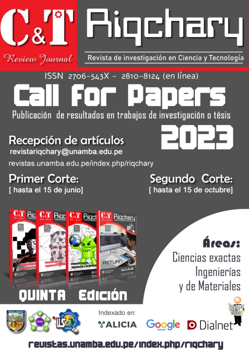 Recepción de artículos para la Revista de Investigación en Ciencia y Tecnología C&amp;T Riqchary