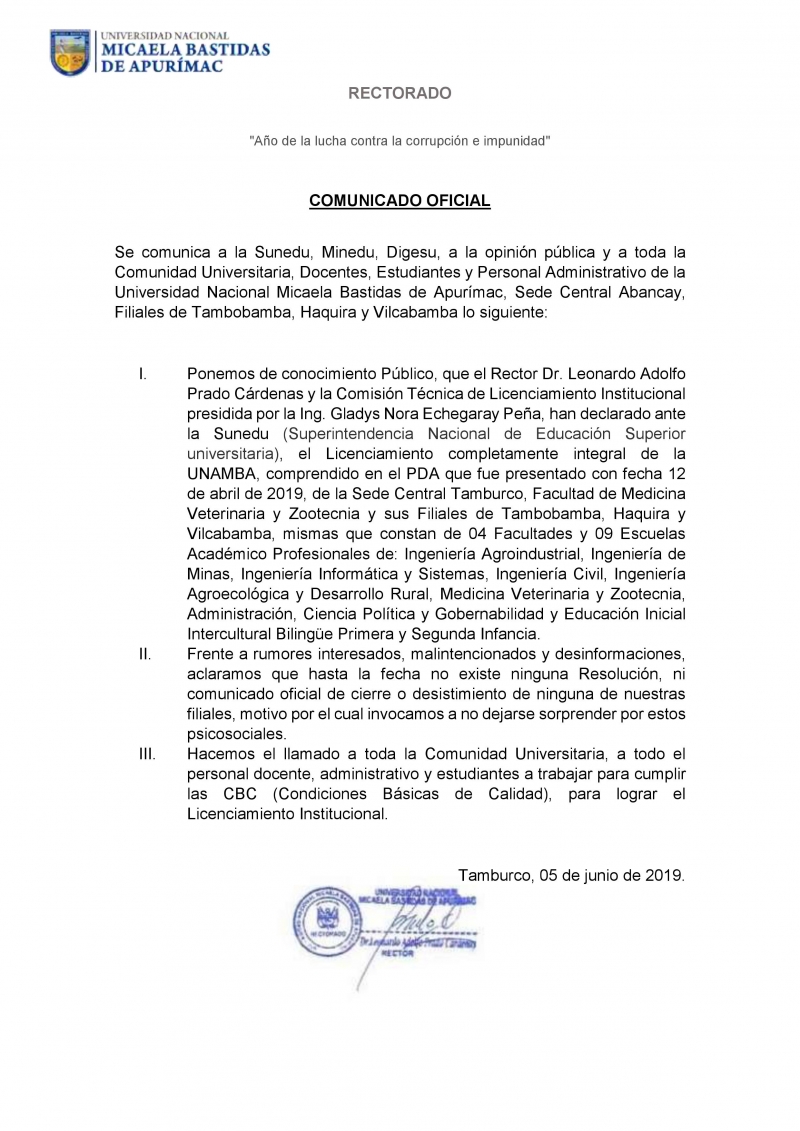 COMUNICADO OFICIAL