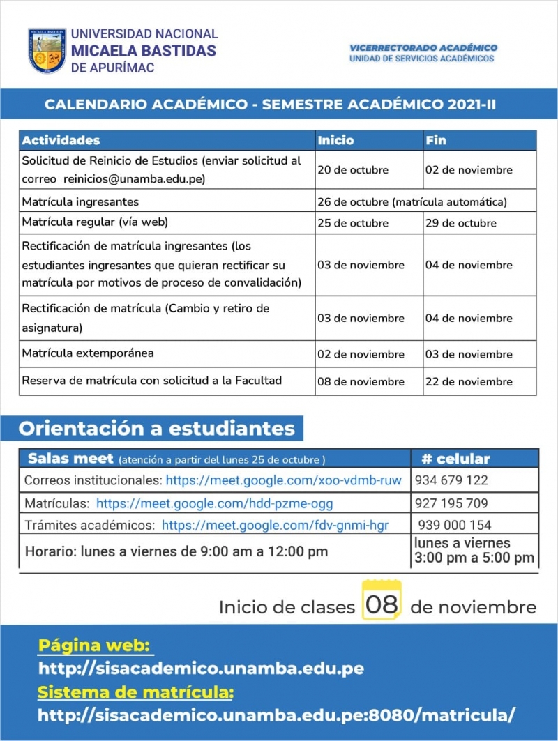 CALENDARIO ACADÉMICO SEMESTRE 2021-II