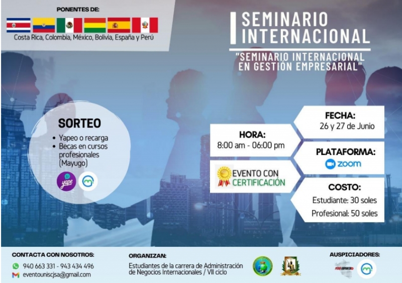 INVITACIÓN A SEMINARIO INTERNACIONAL EN GESTIÓN EMPRESARIAL