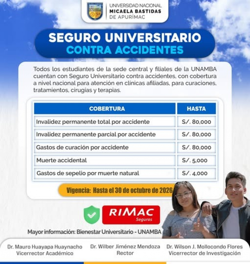 Seguro Universitario contra accidentes para estudiantes de la UNAMBA