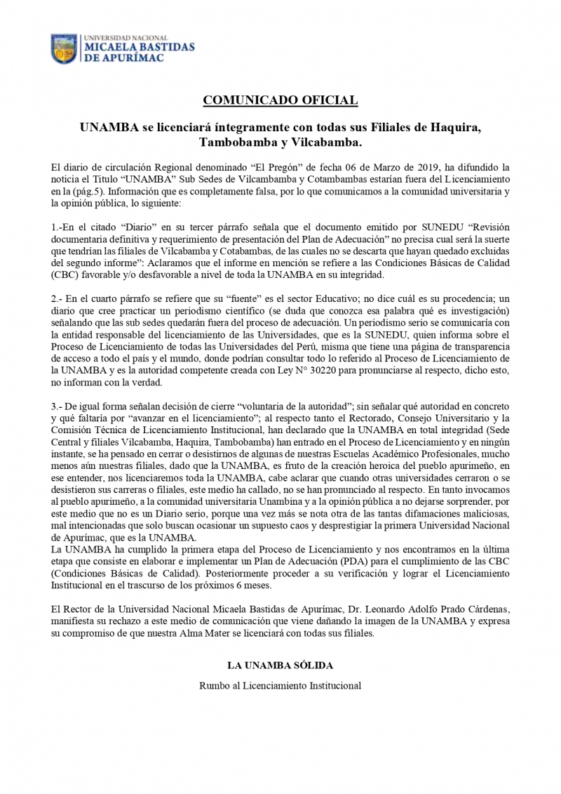 Comunicado Oficial