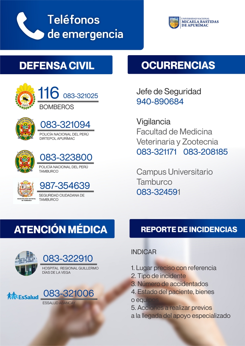 Teléfonos de emergencia UNAMBA