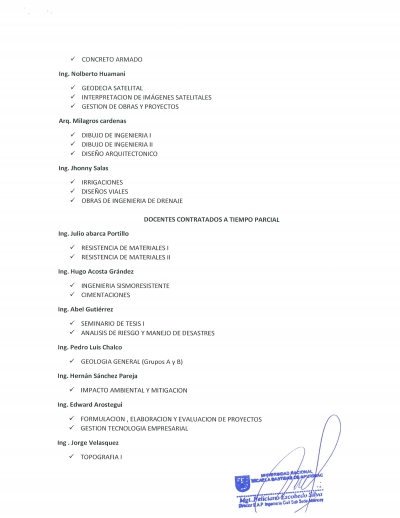 Acta de Asignación de Aulas y Plana de docentes contratados para la Escuela Académico Profesional de Ingeniería Civil - Abancay