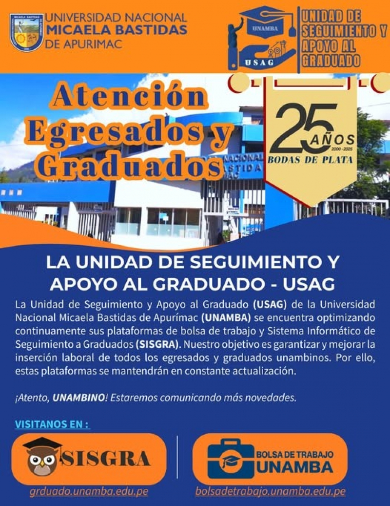 Plataformas de la Bolsa de Trabajo y el Sistema Informático de  Seguimiento a Graduados de la UNAMBA