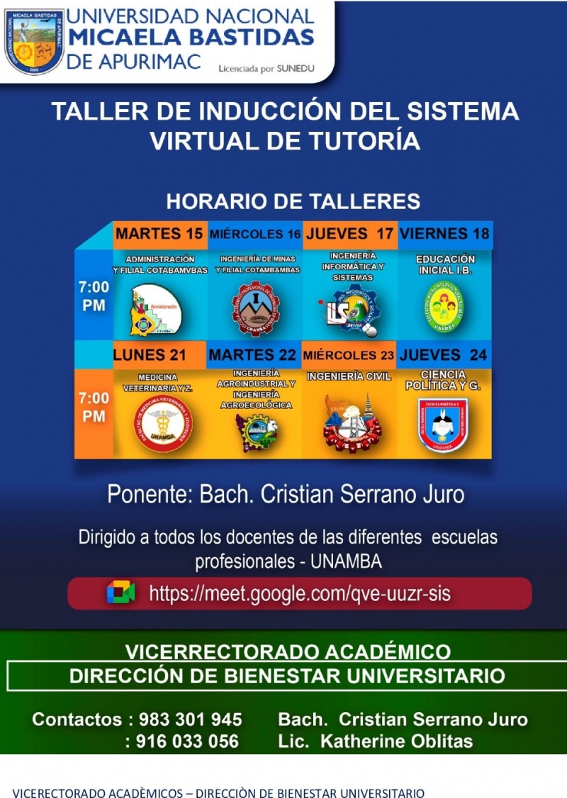 INDUCCIÓN DEL SISTEMA VIRTUAL DE TUTORÍA