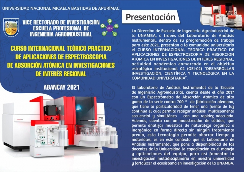 Curso internacional teórico práctico “APLICACIONES DE ESPECTROSCOPÍA DE ABSORCIÓN ATÓMICA EN INVESTIGACIONES DE INTERÉS REGIONAL”