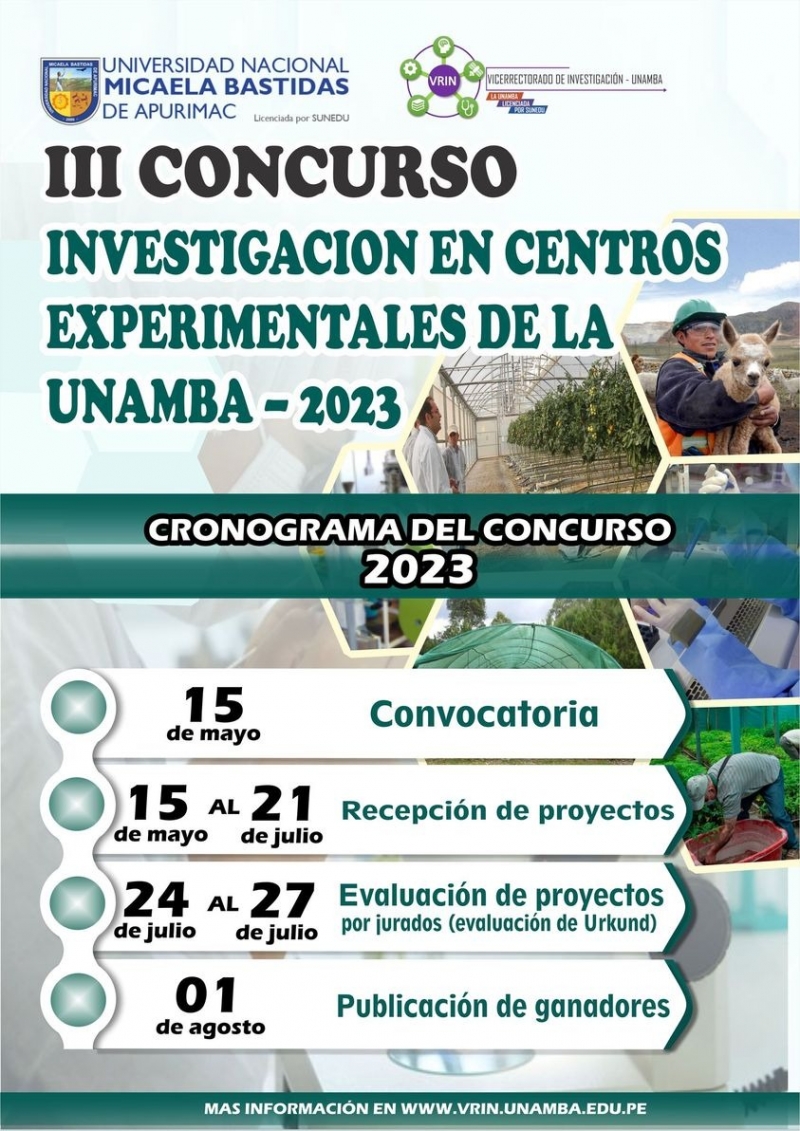 Lanzamiento del III Concurso de Investigación en Centros Experimentales de la UNAMBA - 2023