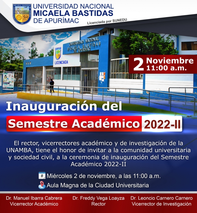 UNAMBA: Inauguración del Semestre Académico 2022-II