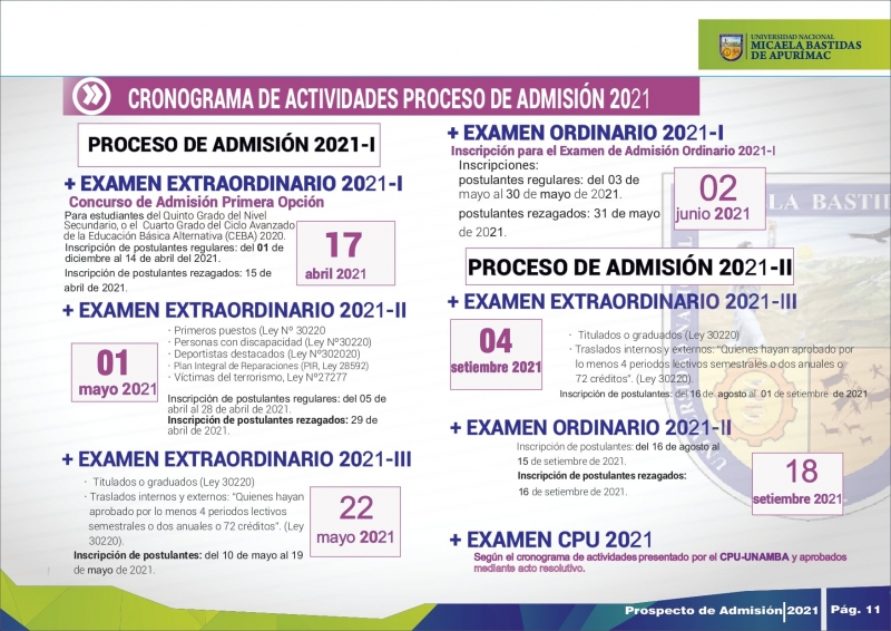 UNAMBA: APRUEBAN CRONOGRAMA DE PROCESO DE ADMISIÓN 2021