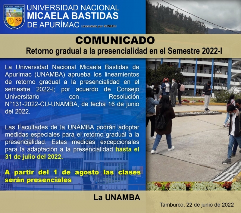 Retorno gradual a clases presenciales en el Semestre Académico 2022-1