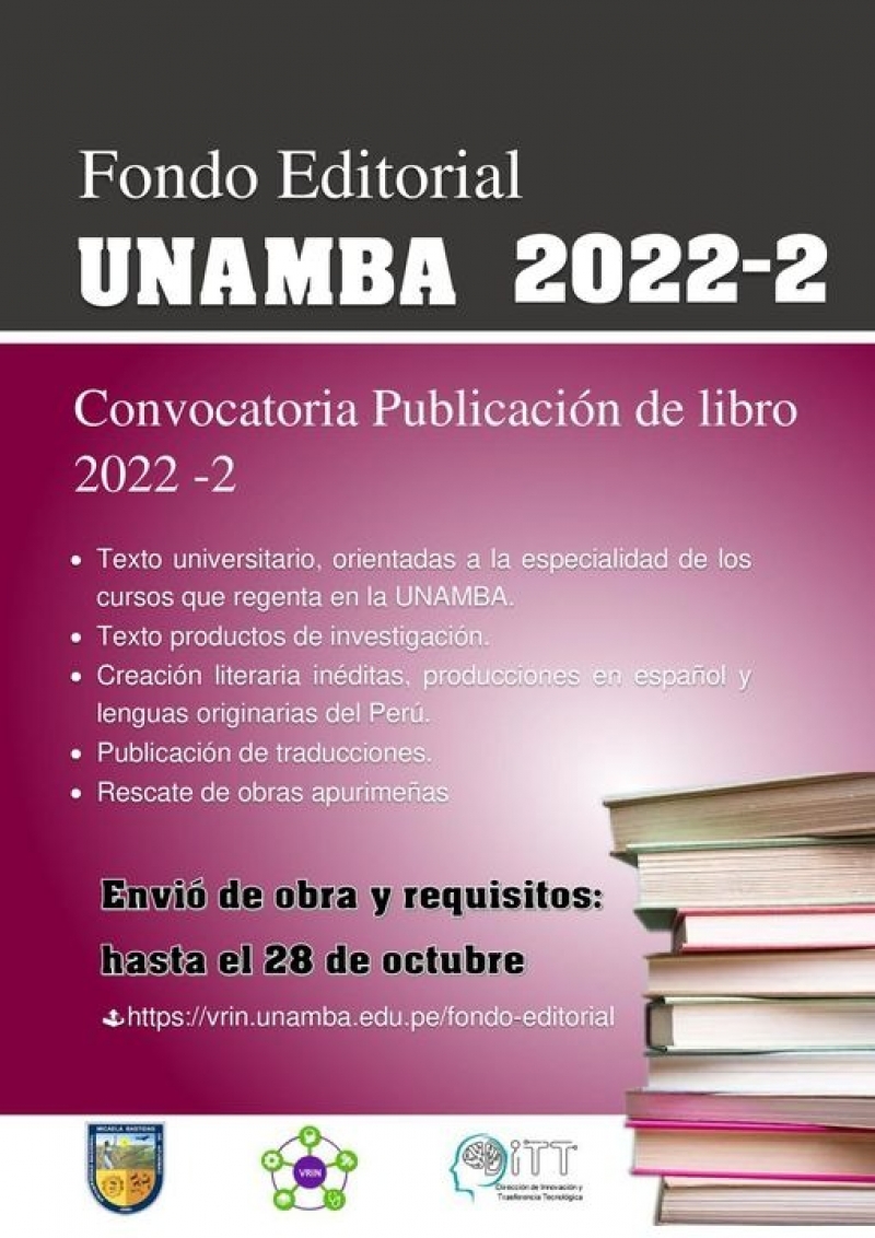 CONVOCATORIA PARA PUBLICACIÓN DE LIBRO 2022-2