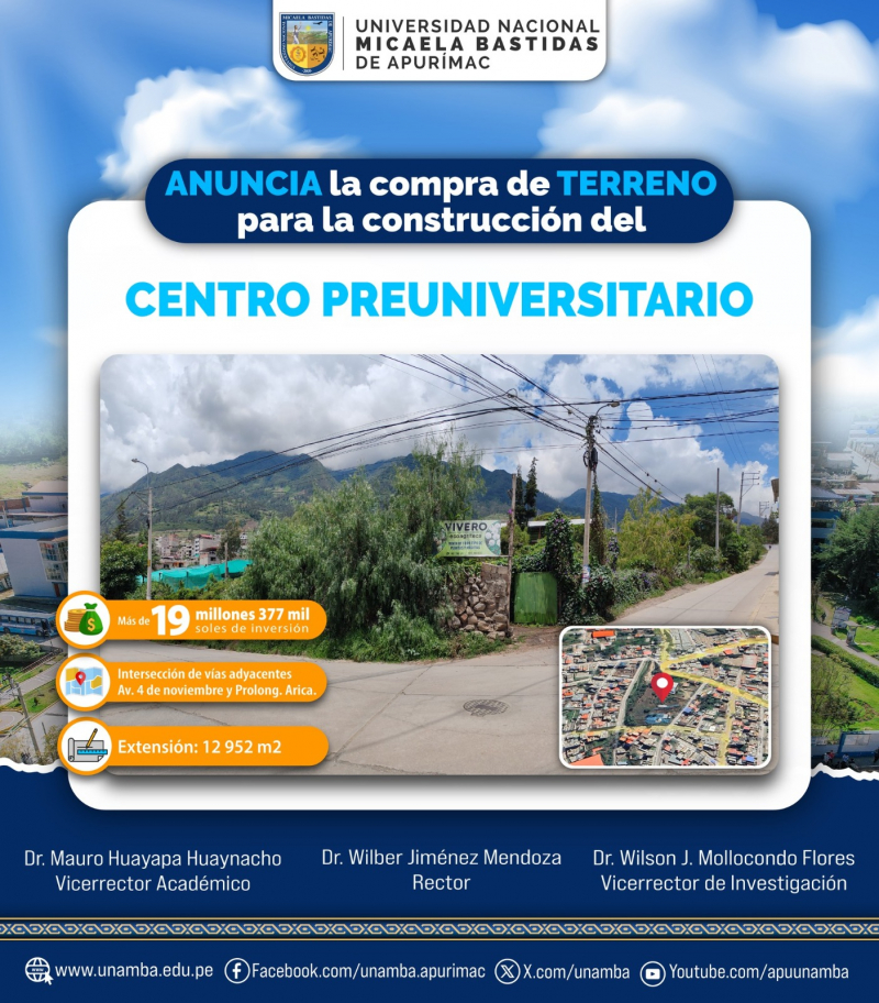 Compra de terreno para la construcción del Centro Preuniversitario