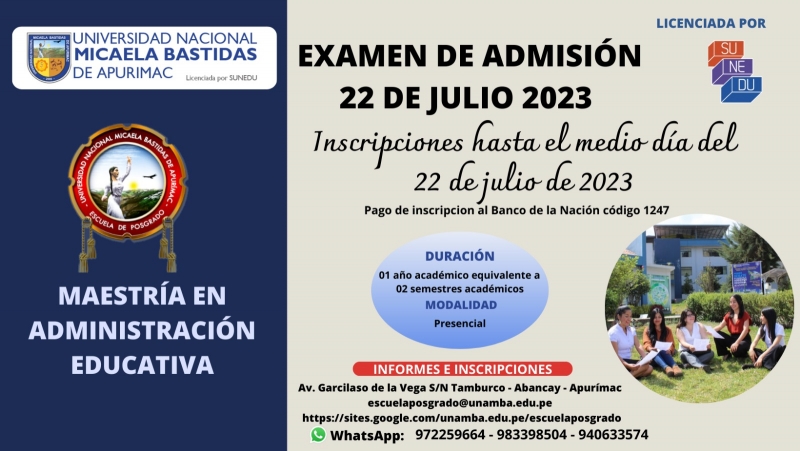 Convocatoria a MAESTRÍA EN ADMINISTRACIÓNEDUCATIVA