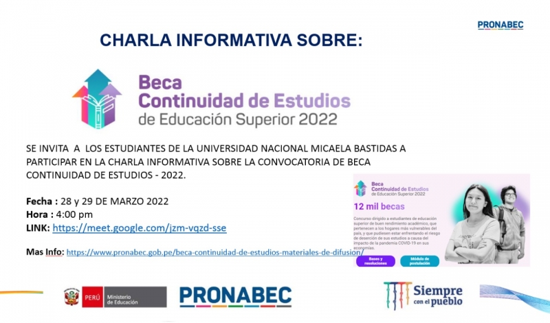 Charla Informativa sobre la Beca Continuidad de Estudios - 2022