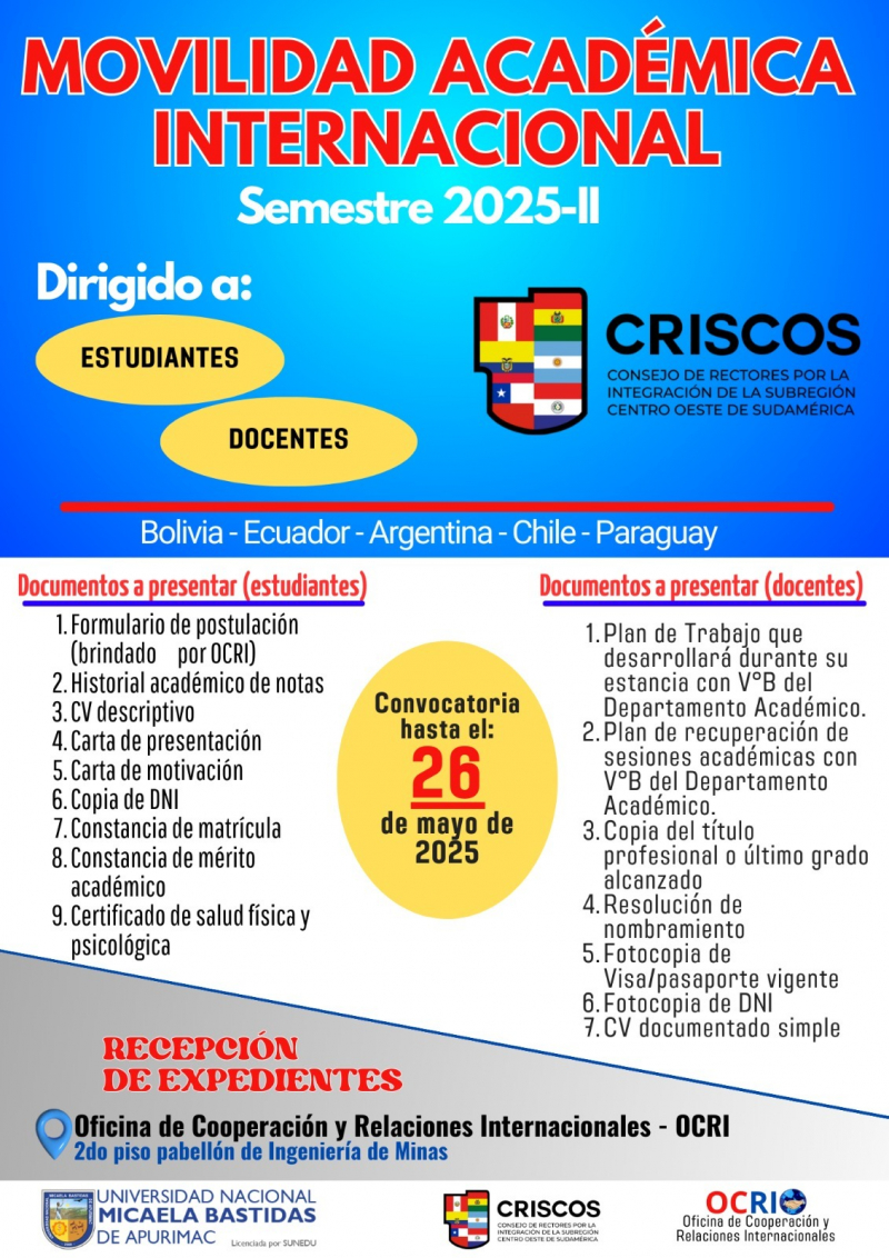 Convocatoria a Movilidad Académica Internacional Semestre 2025-2