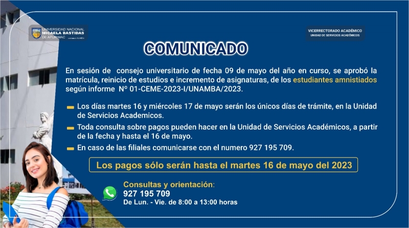 COMUNICADO para estudiantes con amnistía