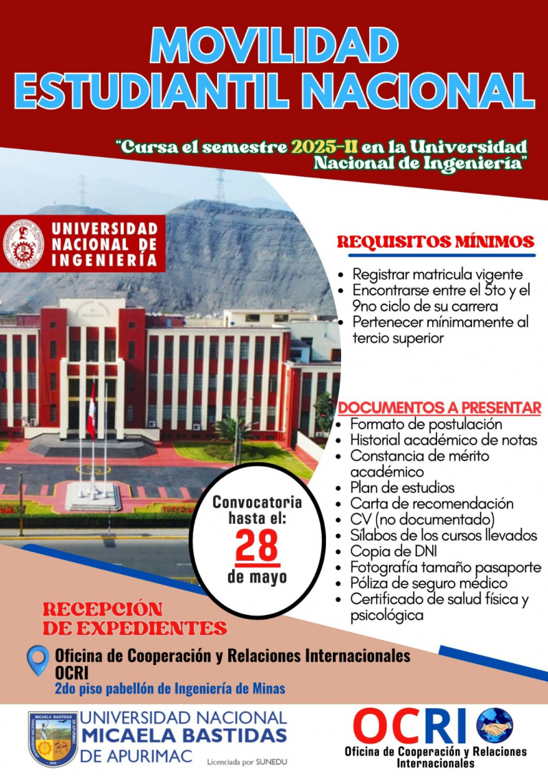 Movilidad estudiantil nacional a la Universidad Nacional de Ingeniería (UNI)