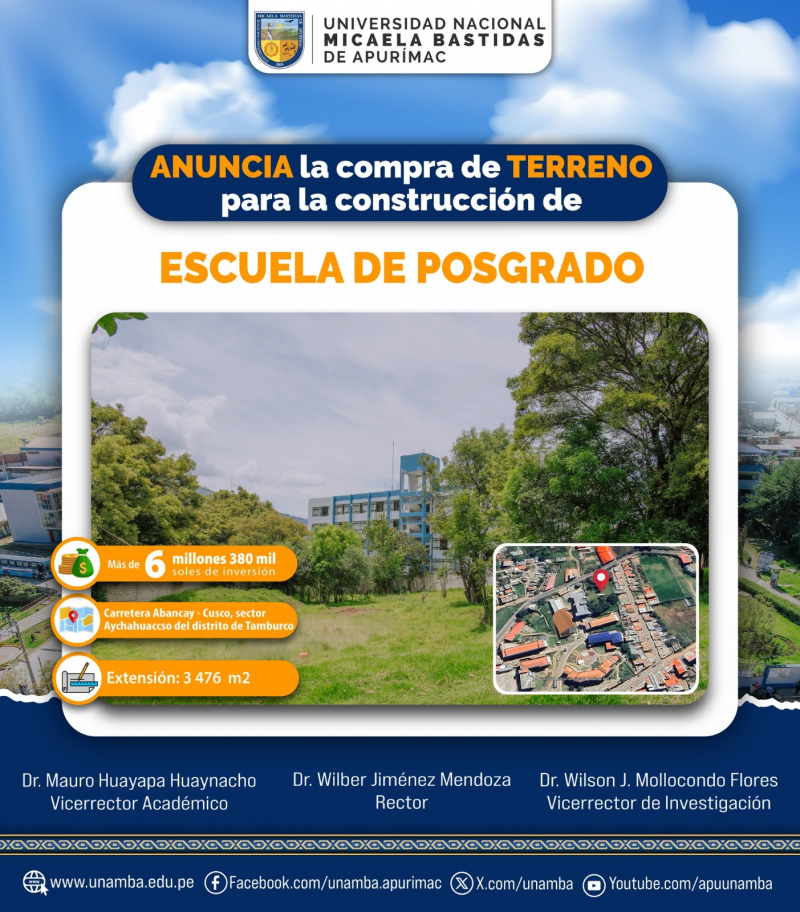 Compra de terreno para la construcción de la Escuela de Posgrado