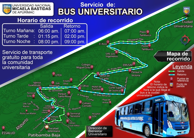 Bus Universitario brinda servicio gratuito de transporte urbano a estudiantes