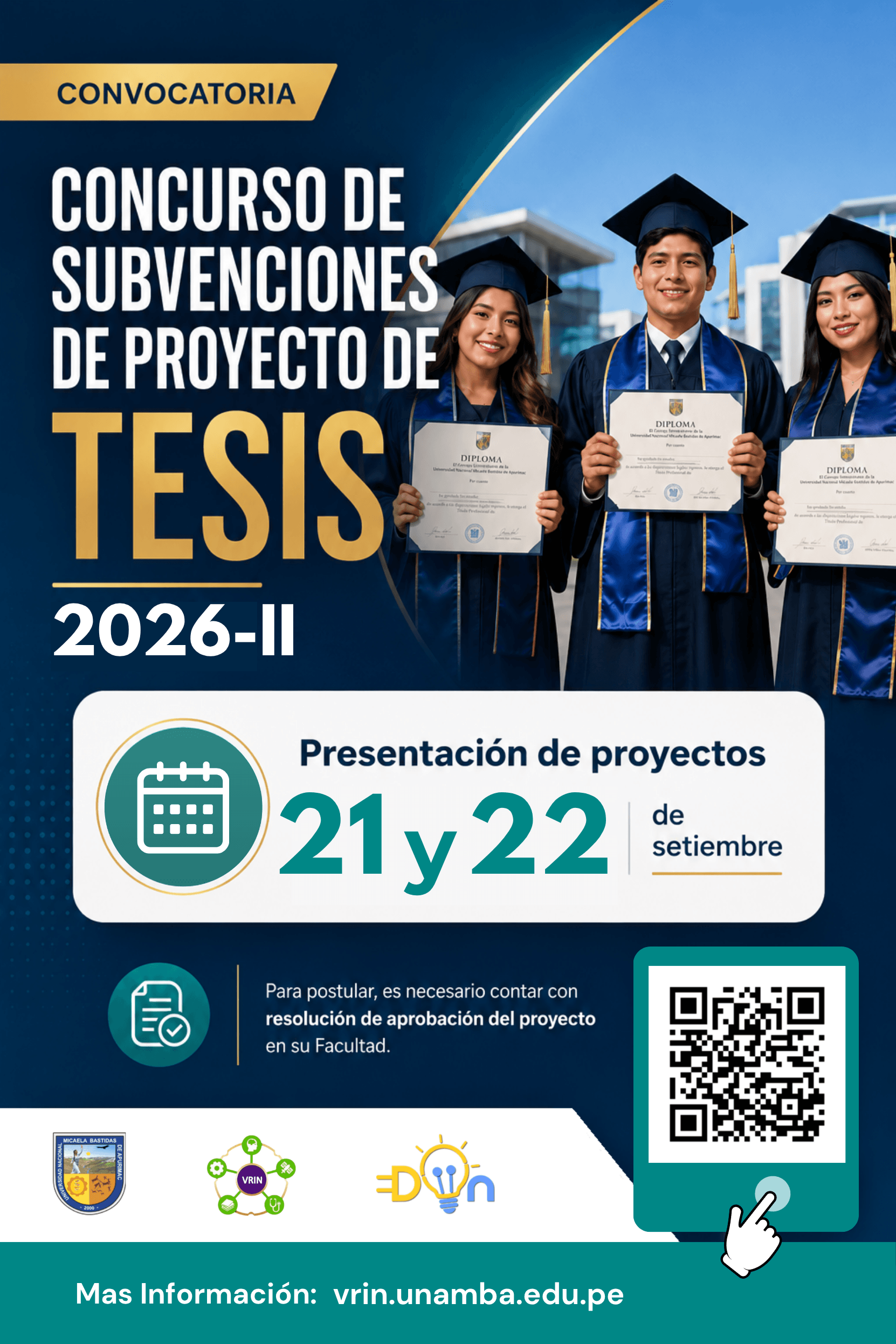 Convocatoria: concurso de subvenciones de proyecto de tesis 2026-II