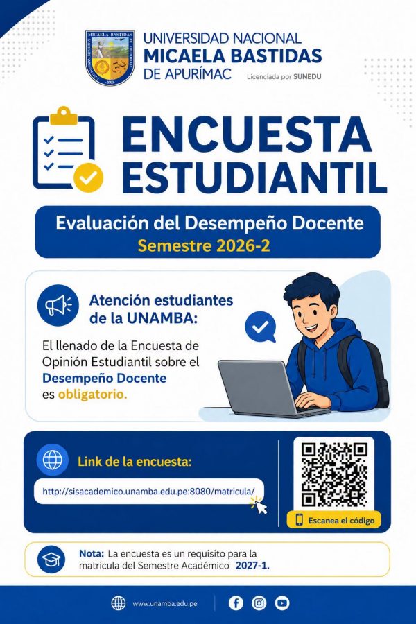 ¡𝐀𝐓𝐄𝐍𝐂𝐈𝐎́𝐍, 𝐄𝐒𝐓𝐔𝐃𝐈𝐀𝐍𝐓𝐄𝐒 𝐃𝐄 𝐋𝐀 𝐔𝐍𝐀𝐌𝐁𝐀! Encuesta de Desempeño Docente – Semestre 2026-2